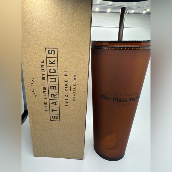 Starbucks Brown Tumbler with Pike Place Market Design - Picture 1 of 8